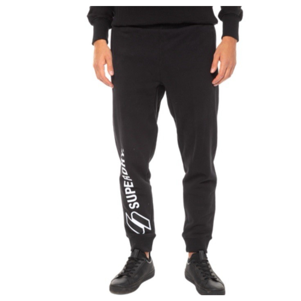 Superdry Men’s Graphic Black Joggers Athletic Fit Pocket Logo Size Small